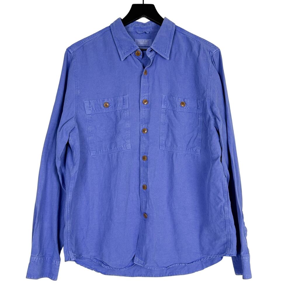 Toast Mens Button Down Lyocell Linen Shirt Purple - M